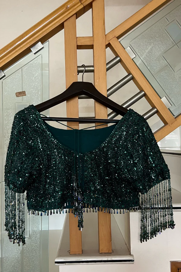 Seema Gujral Emerald Green Lehenga Set - Image 5