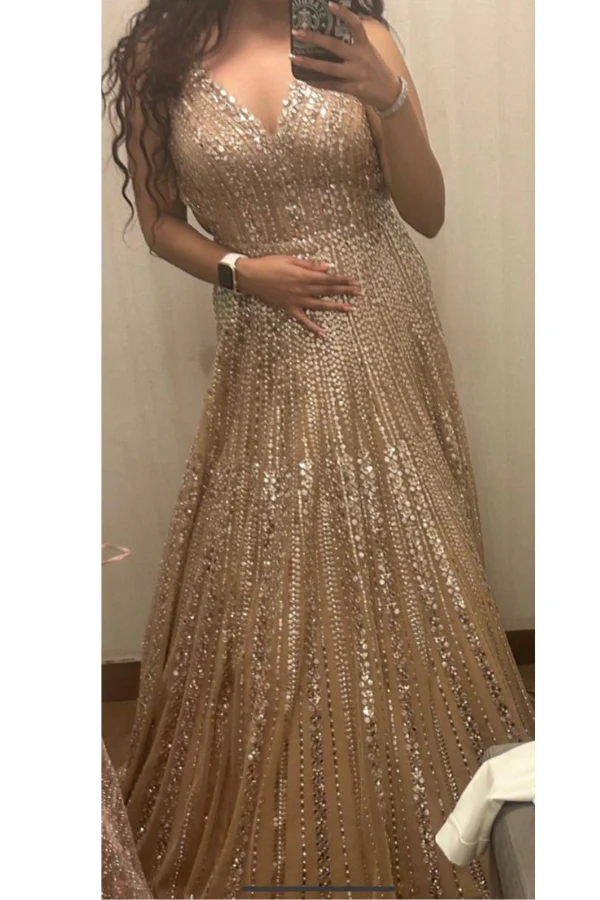 SEEMA GUJRAL Gold Embellished Gown - Image 3