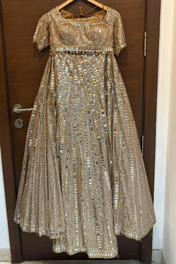 Seema Gujral Gold Lehenga Set