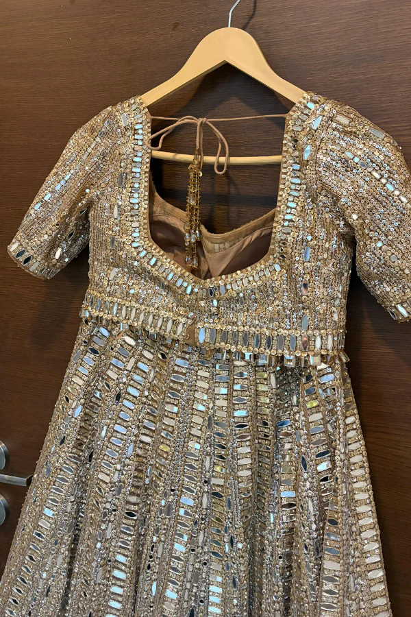 Seema Gujral Gold Lehenga Set - Image 4