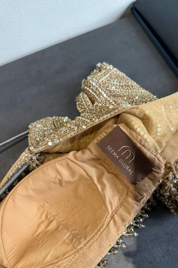 Seema Gujral Gold Sequin Lehenga Set - Image 4
