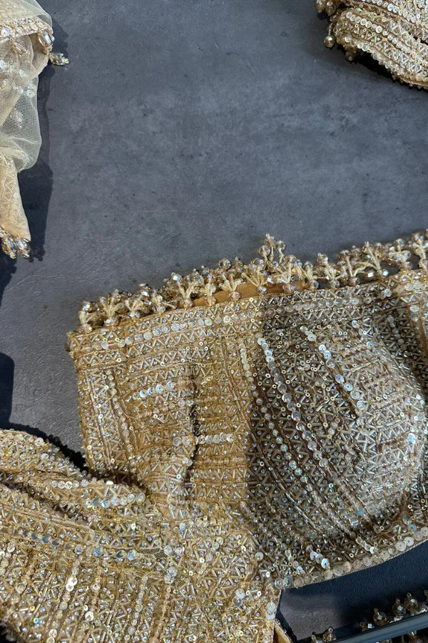 Seema Gujral Gold Sequin Lehenga Set - Image 5