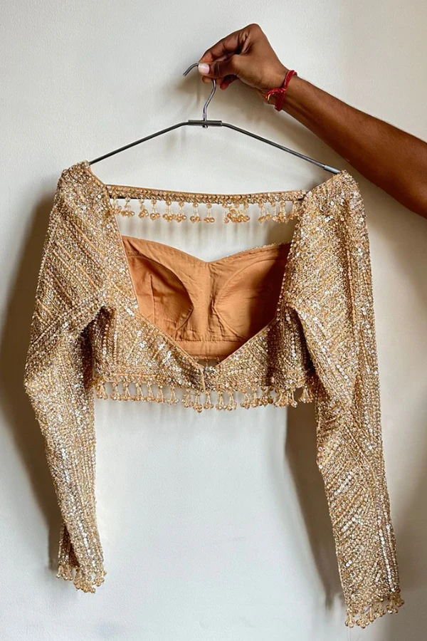 Seema Gujral Gold Sequin Lehenga Set - Image 8