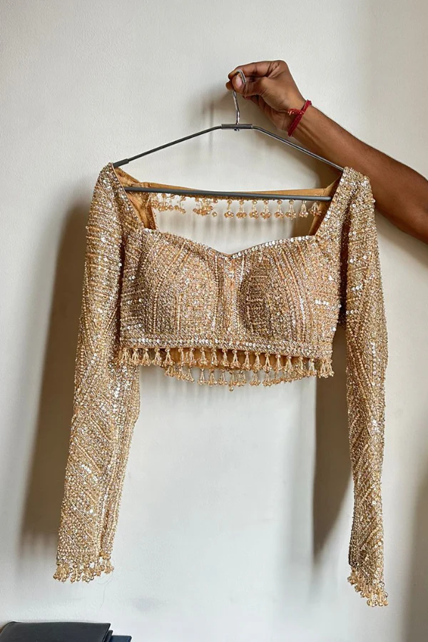 Seema Gujral Gold Sequin Lehenga Set - Image 9