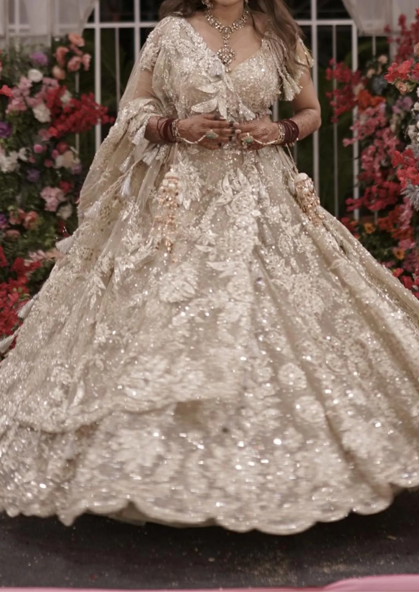 Seema Gujral Ivory Embellished Lehenga Set
