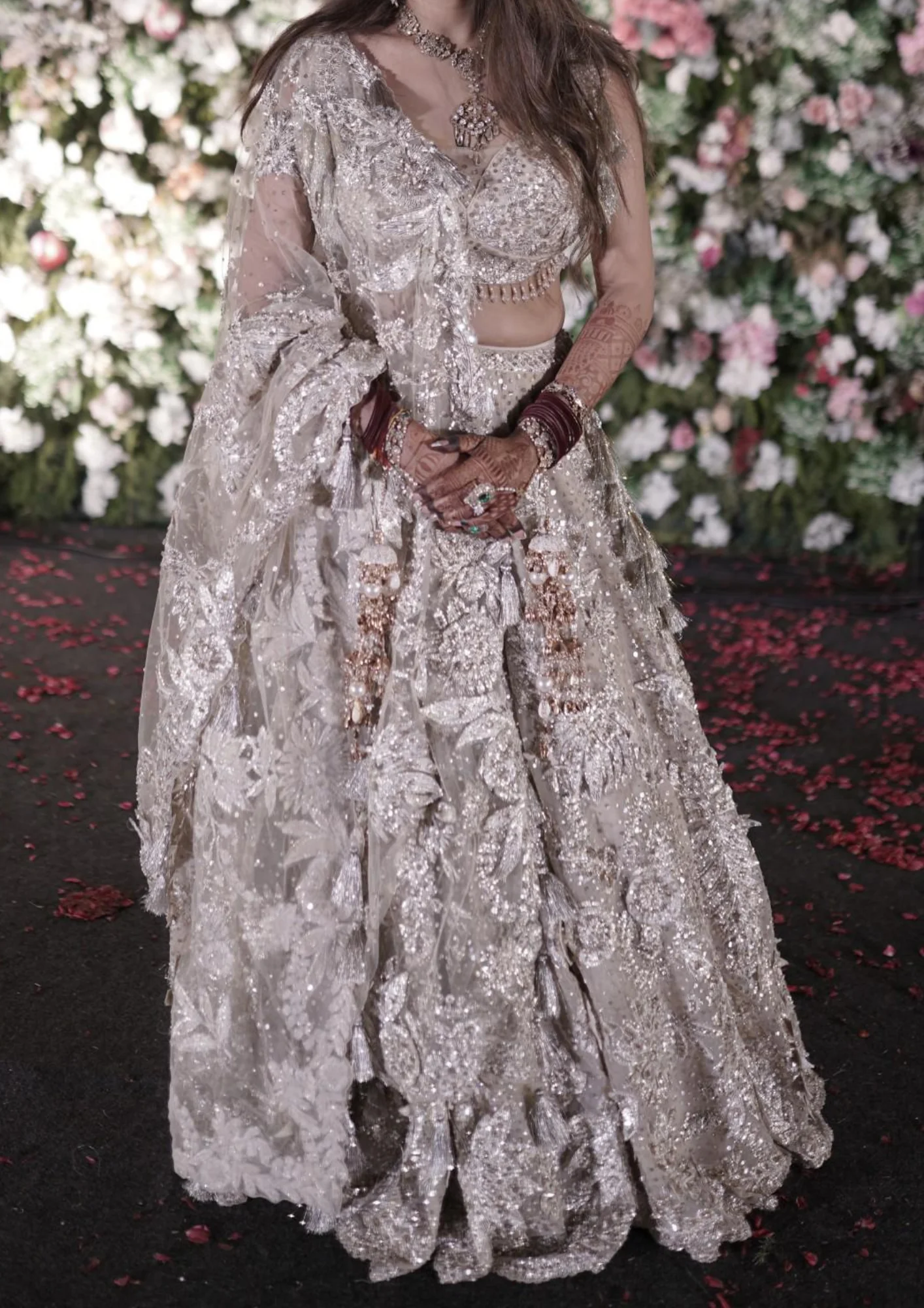 Seema Gujral Ivory Embellished Lehenga Set - Image 4