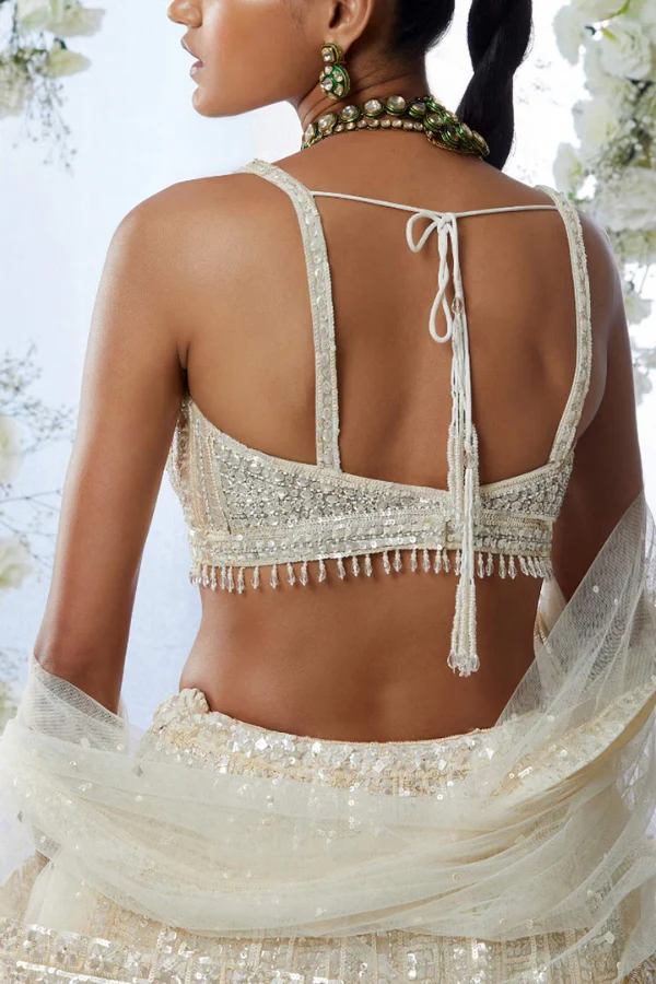 SEEMA GUJRAL Ivory embroidered lehenga set - Image 4
