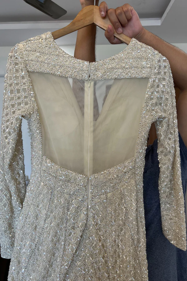 SEEMA GUJRAL IVORY FISH CUT GOWN - Image 4