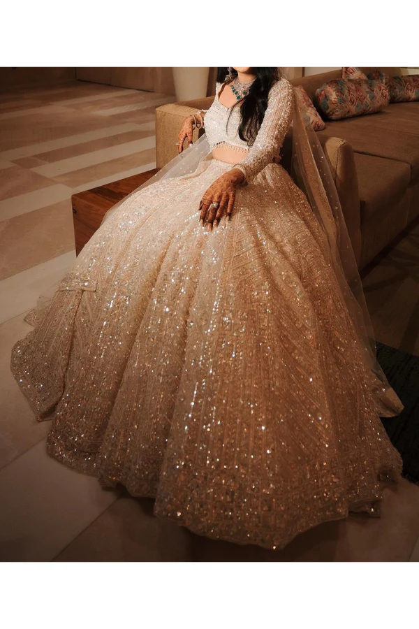seema gujral Ivory Sequin lehenga