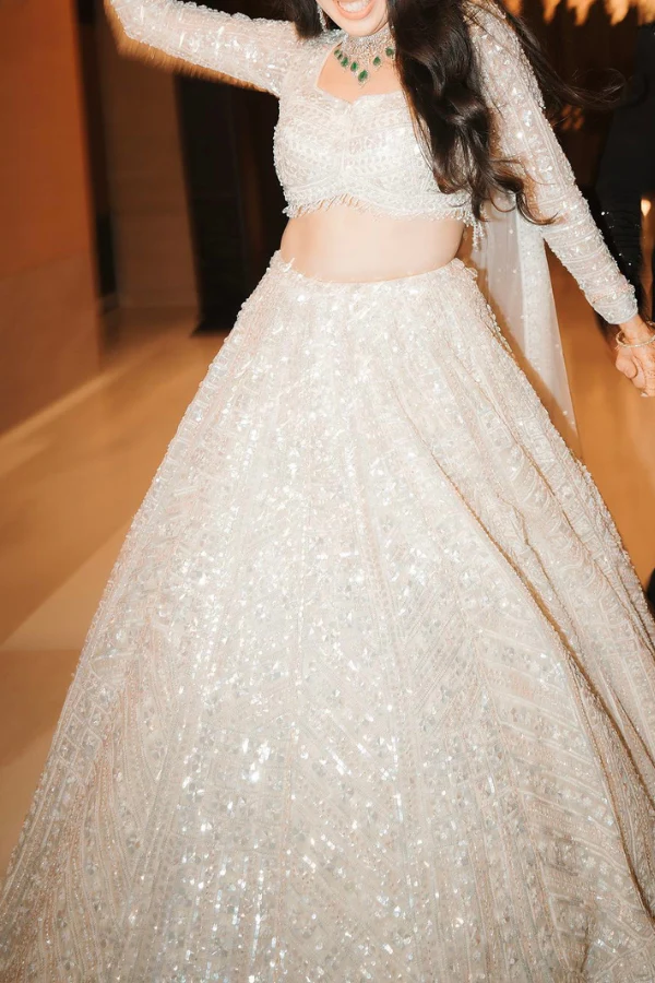 seema gujral Ivory Sequin lehenga - Image 3