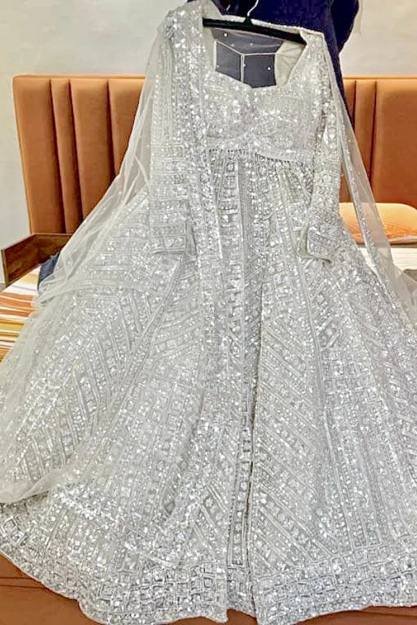 seema gujral Ivory Sequin lehenga - Image 4