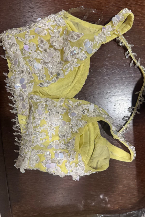 Seema Gujral Lime Yellow Floral Lehenga Set - Image 5