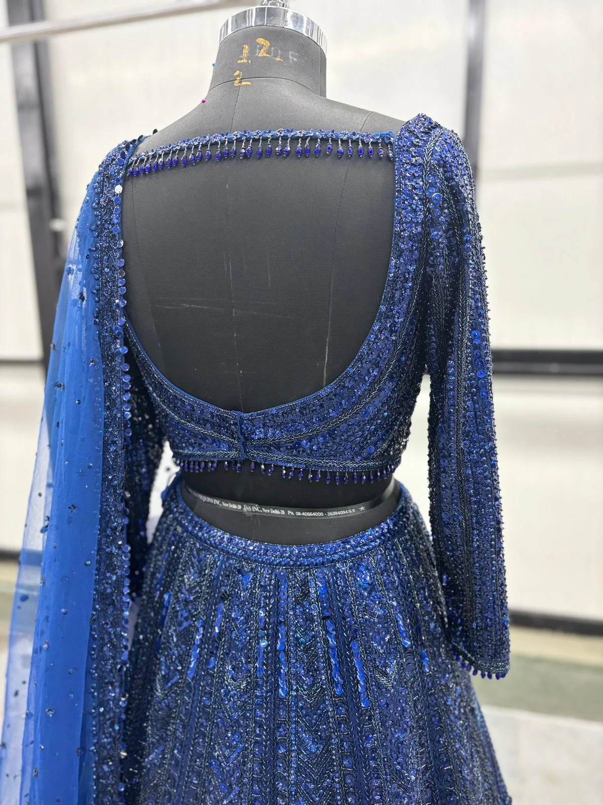 Seema Gujral Midnight Blue Sequin Lehenga Set - Image 3