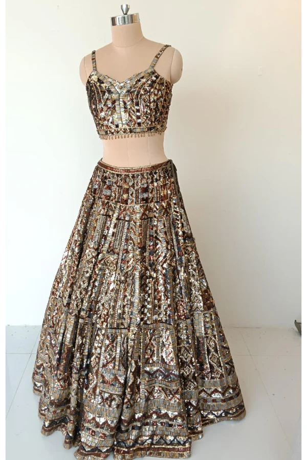 Seema Gujral Net Sequins Embroidered Lehenga Set - Image 3