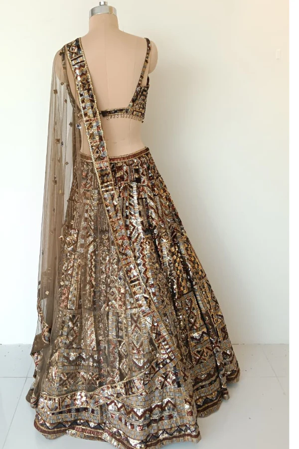 Seema Gujral Net Sequins Embroidered Lehenga Set - Image 4