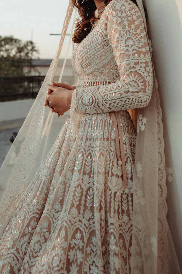 Seema gujral Nude Cream Dori Lehenga Set - Image 3