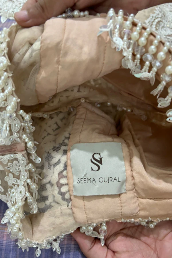 Seema gujral Nude Cream Dori Lehenga Set - Image 6