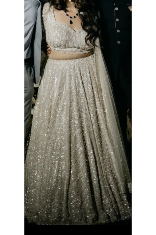 Seema Gujral Off White embellished lehenga - Image 4