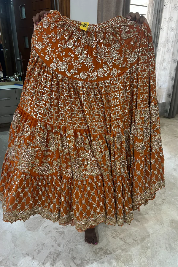 Seema Gujral orange embroidered lehenga - Image 3
