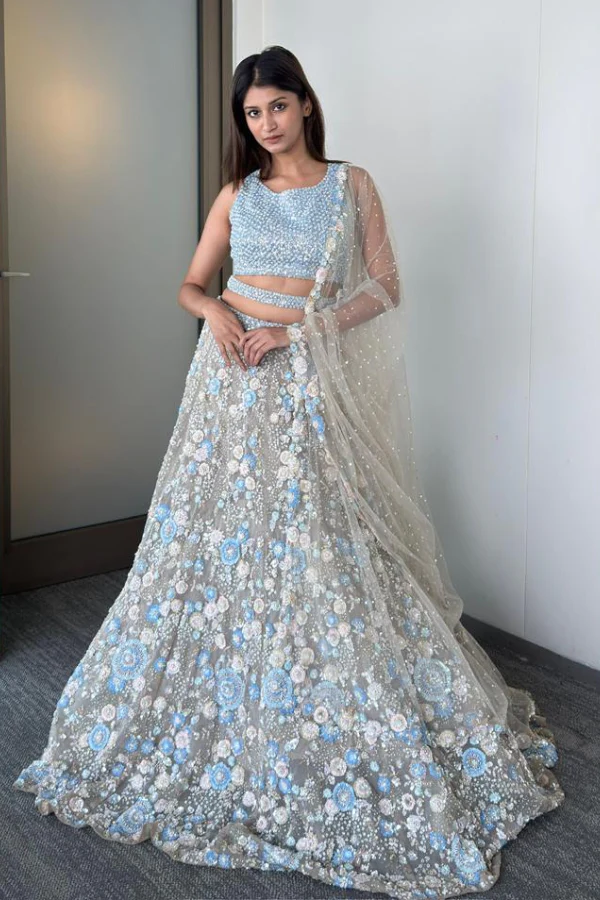 Seema Gujral Pastel Blue Lehenga Set