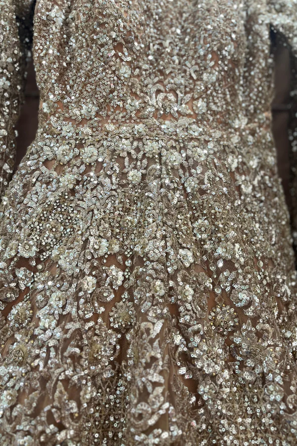 Seema gujral Peach Embroidered gown - Image 3