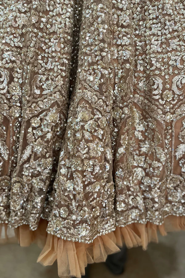 Seema gujral Peach Embroidered gown - Image 4