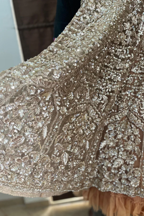 Seema gujral Peach Embroidered gown - Image 5