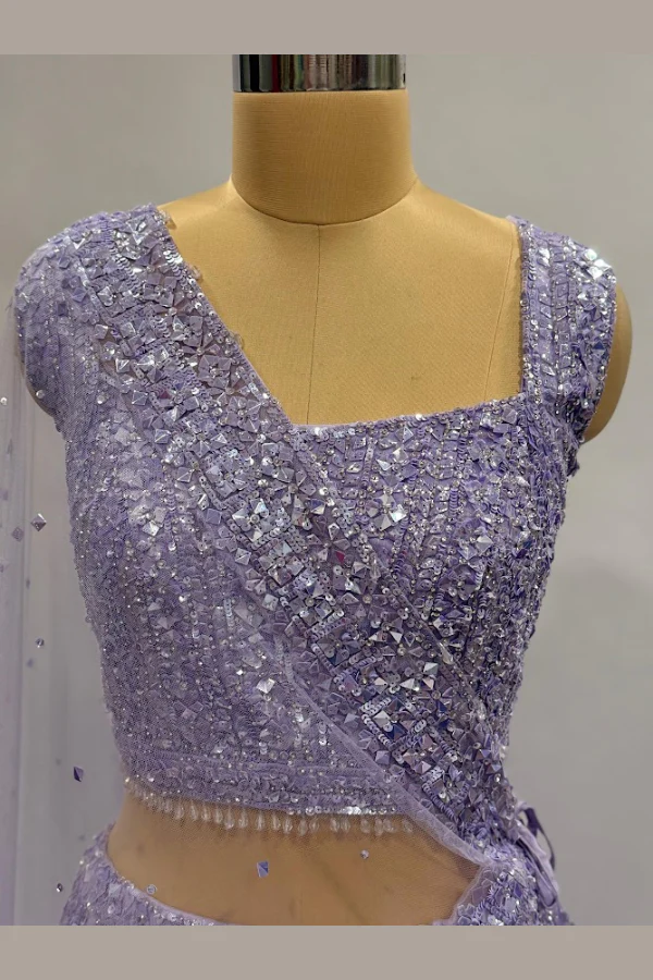SEEMA GUJRAL PURPLE AND SILVER LEHENGA - Image 2