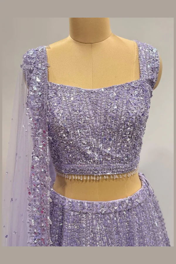 SEEMA GUJRAL PURPLE AND SILVER LEHENGA - Image 3