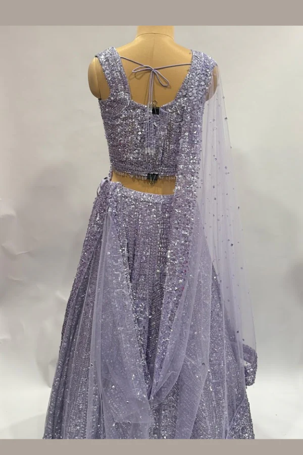 SEEMA GUJRAL PURPLE AND SILVER LEHENGA - Image 4