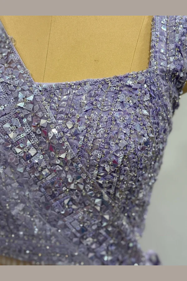 SEEMA GUJRAL PURPLE AND SILVER LEHENGA - Image 5