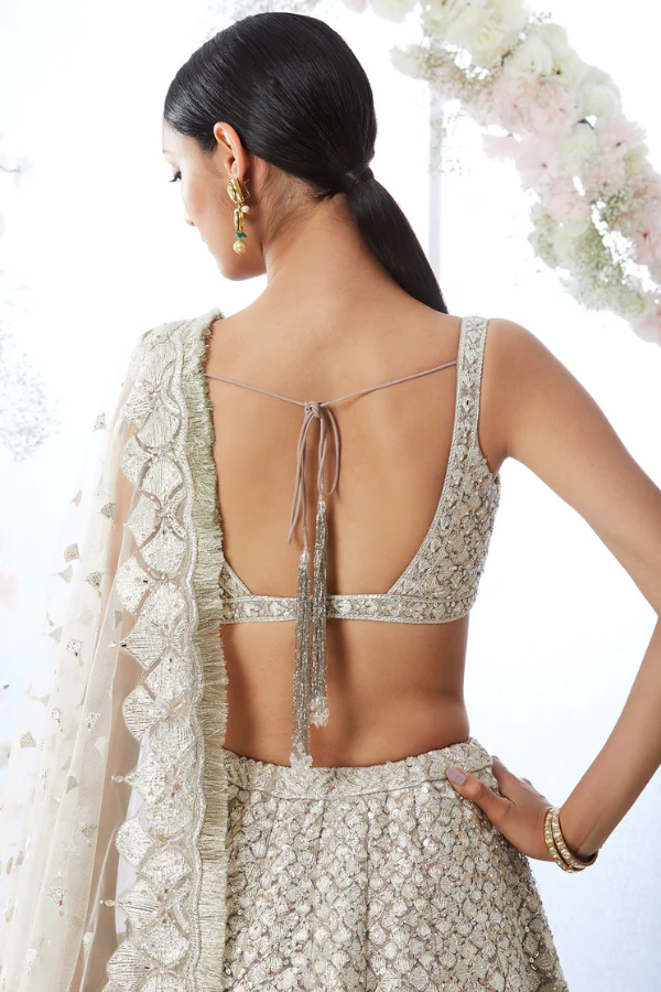 Seema Gujral Purple Embroidered Seashell Motif Lehenga Set - Image 3