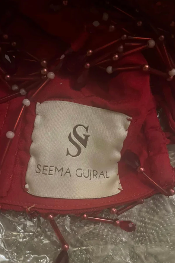Seema gujral red 3D floral lehenga - Image 9