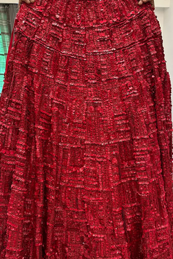 Seema Gujral red embellished lehenga - Image 4