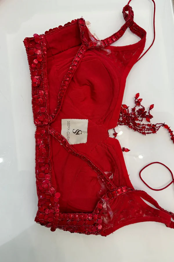 Seema Gujral red embellished lehenga - Image 6