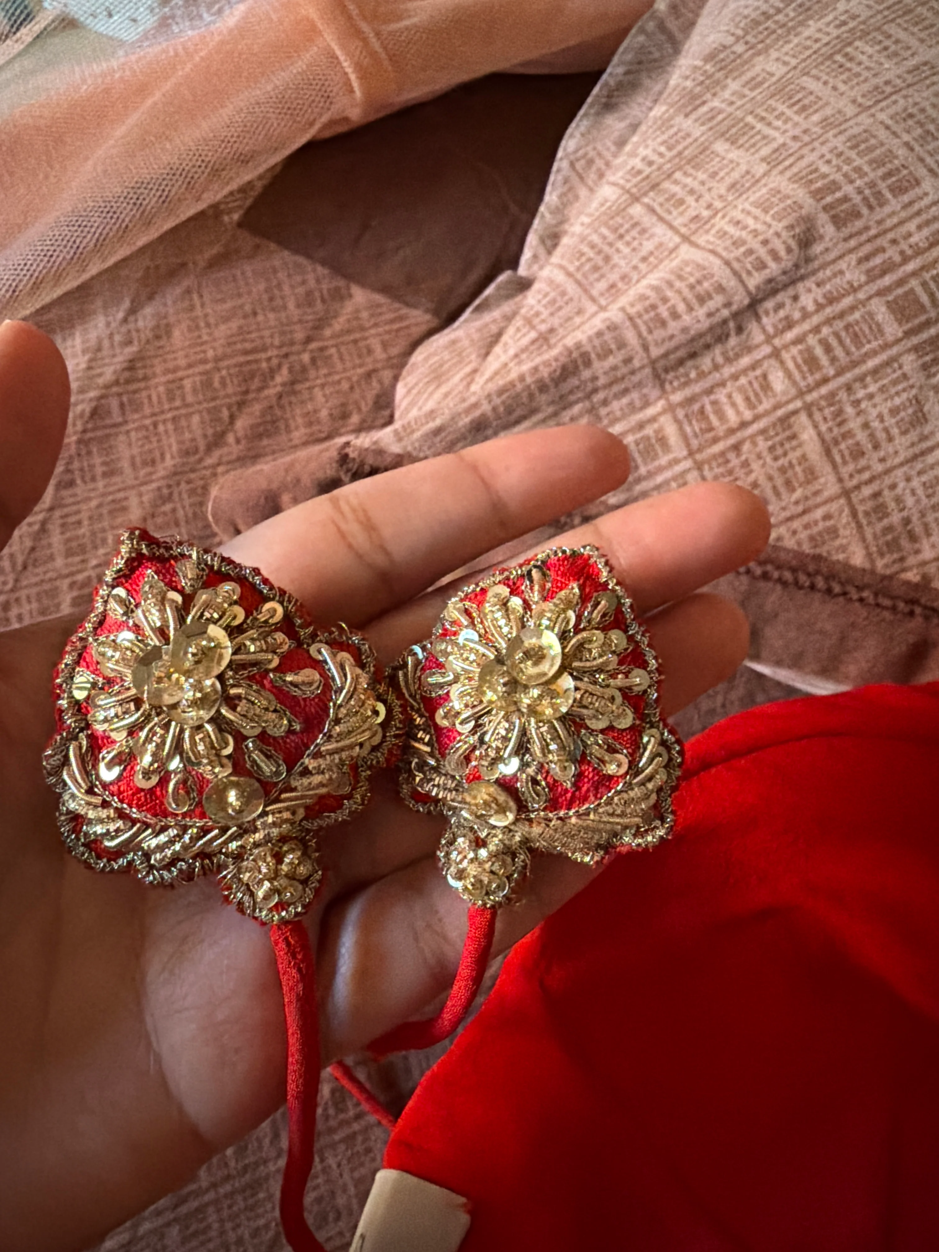 Seema Gujral Red Embroidered Bridal Lehenga Set - Image 4