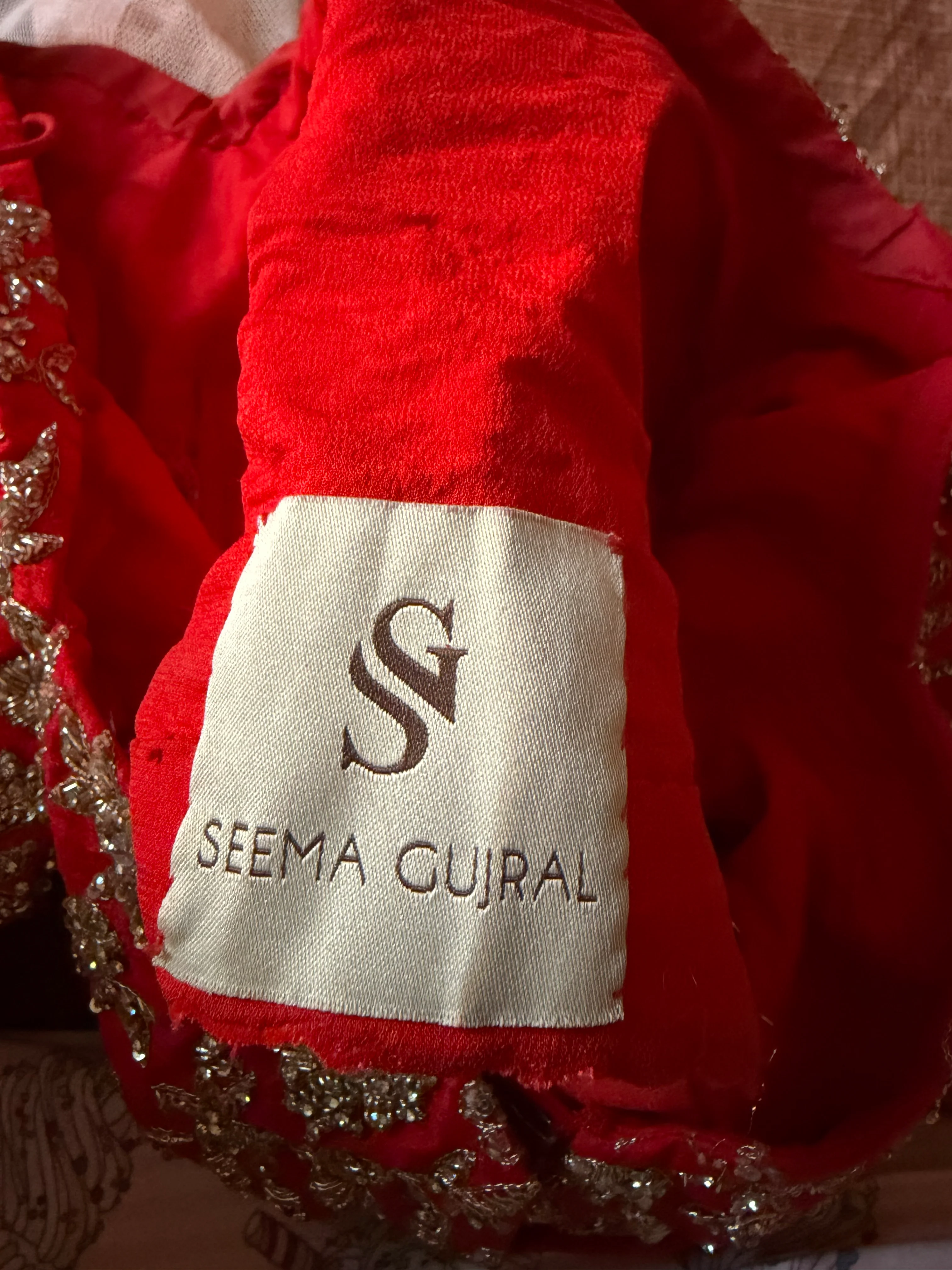 Seema Gujral Red Embroidered Bridal Lehenga Set - Image 5
