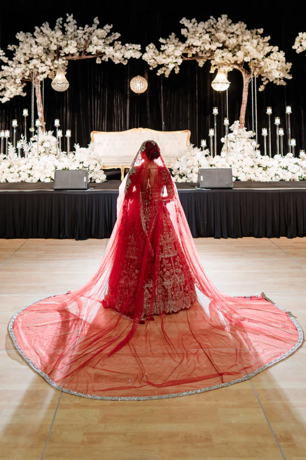 Seema Gujral Red Embroidered Bridal Lehenga Set - Image 3