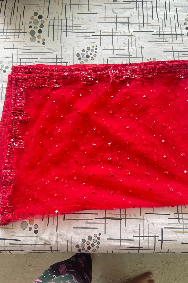Seema Gujral Red Sequin Lehenga Set - Image 4
