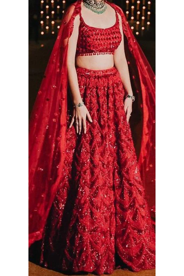 Seema Gujral Red sequins lehenga - Image 2