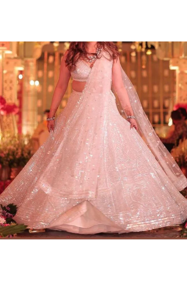 Seema gujral White Sequin Lehenga Set - Image 2