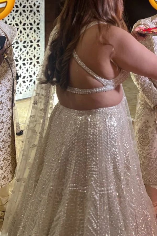 Seema gujral White Sequin Lehenga Set - Image 4