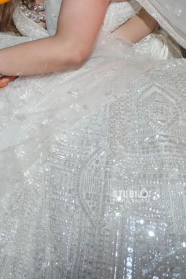 Seema gujral White Sequin Lehenga Set - Image 5