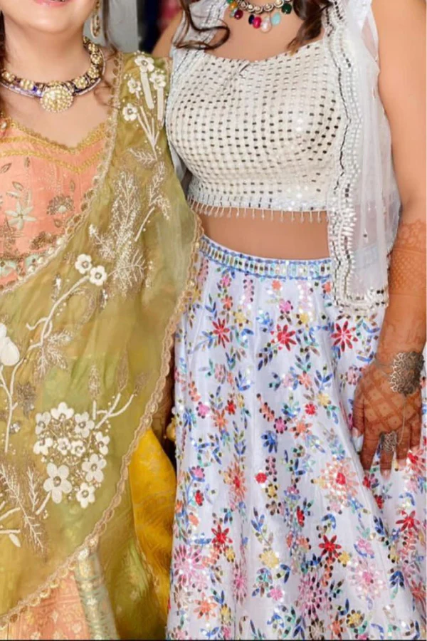 SEEMA GUJRAl White Sheer Jacket And Lehenga Set - Image 3