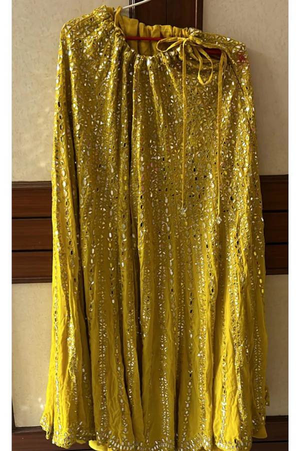 Seema Gujral Yellow Sharara Set With Mirror Work - Image 3