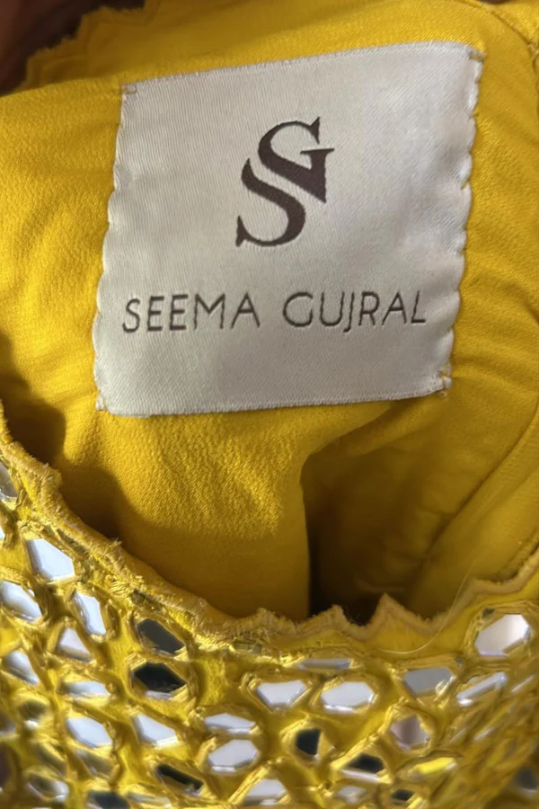 Seema Gujral Yellow Sharara Set With Mirror Work - Image 4