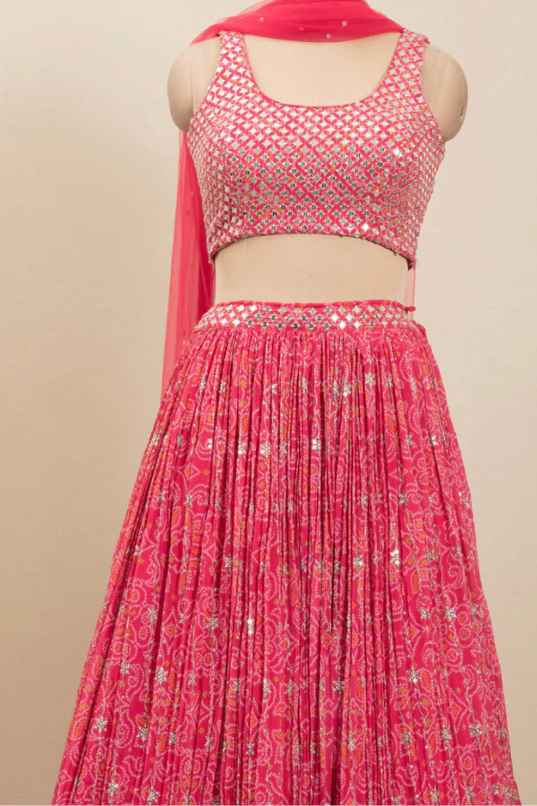 Sequin bandini lehenga set - Image 4