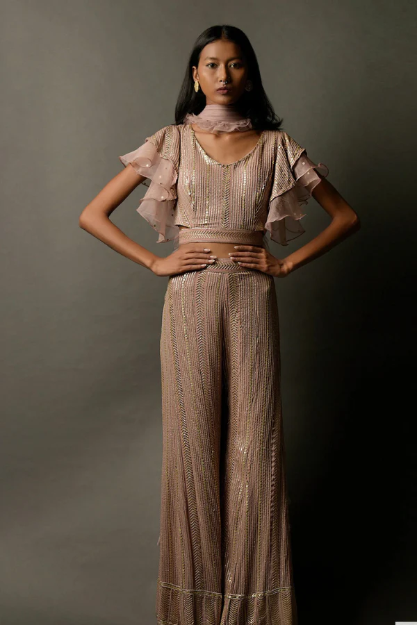 sequin embroidered sharara set