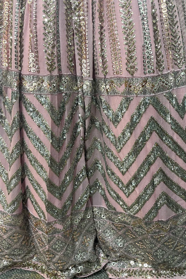 Sequinned Pink lehenga set - Image 9