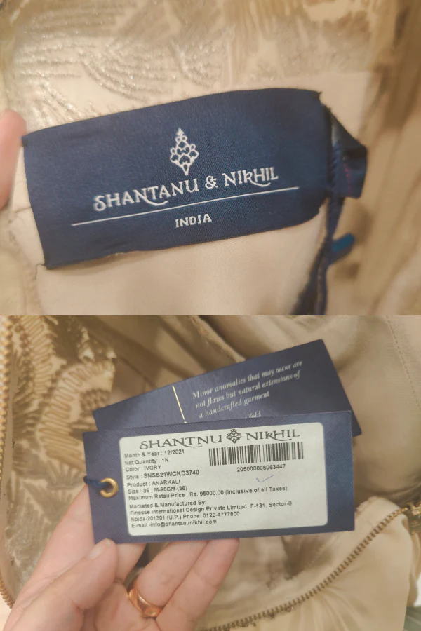 Shantanu & Nikhil Ivory georgette anarkali - Image 4